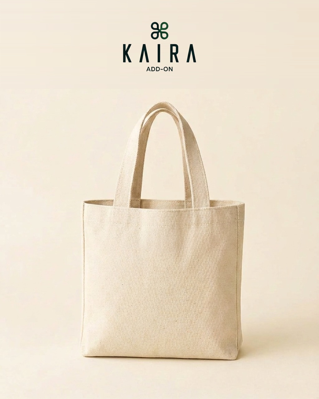KAIRA.ADDON Cotton Canvas Tote in undyed heavyweight cotton with long shoulder handles